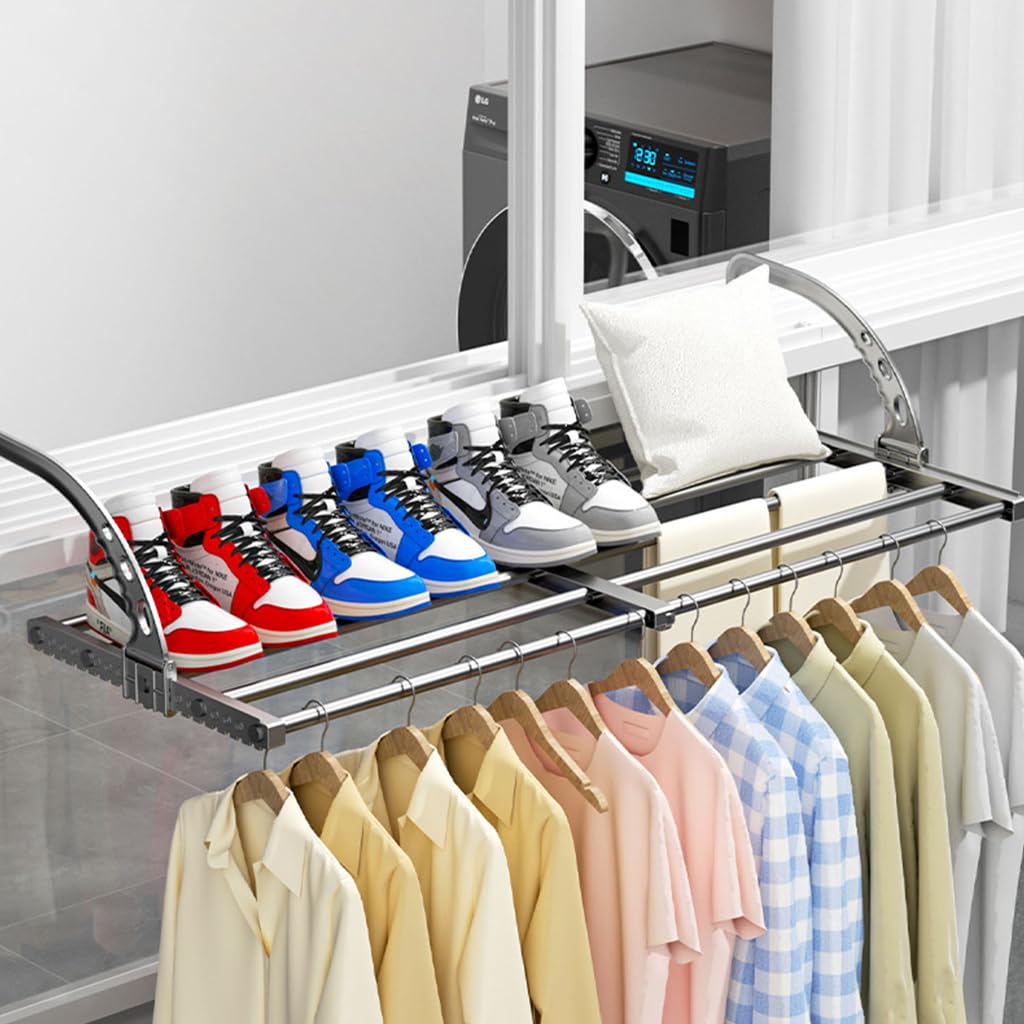 HASTHIP Retractable Cloth Drying Stand - Versatile Carbon Steel Laundry Hanger, Adjustable 38-55cm, Clothes Towels Drying Rack Shoe Rack Hanging on The Door Bathroom Windowsill Guardrail Balcony HASTHIP Retractable Cloth Drying Stand - Versatile Carbon Steel Laundry Hanger, Adjustable 38-55cm, Clothes Towels Drying Rack Shoe Rack Hanging on The Door Bathroom Windowsill Guardrail Balcony